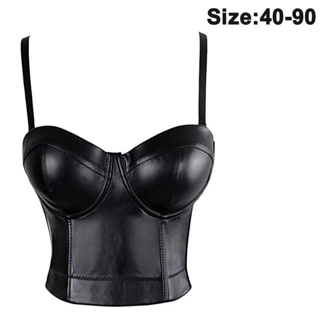 Bustier de cuero para mujer, corsé, sujetador superior, chaleco negro envolvente, chaleco elástico, combinable