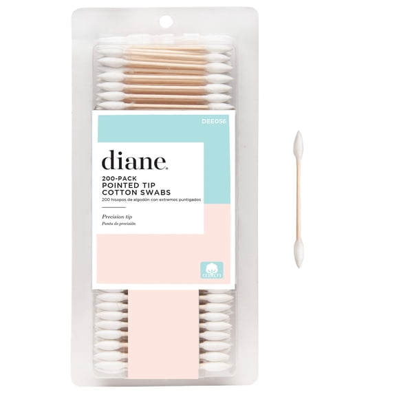 Hisopos de algodón Diane con punta fina, 200 unidades, 1 paquete, súper suaves
