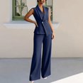 thumbnail image 4 of GILIGEGE Women 2 Piece Suit Set,Pant Suits for Women,Sleeveless Blazer Vest Wide Leg Pantsuit Sets,Two Piece Outfit Professional Office Work Pantsuits Set,Business Casual Blazer Sets Navy XL, 4 of 4