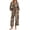 Brown, variant on Womens Peplum Matching Sets Gingham Check Long Sleeve Ruffle Hem Blouse Elastic Waist Wide Leg Pants 2 Piece Casual Outfit