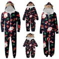 thumbnail image 2 of Wuxian Christmas Family Pajamas Hooded Full Zipper Up Sleepwear Outfits Long Sleeve Cute Snowflake Print One Piece Jumpsuits Loungewear For Dad,Navy,Xl, 2 of 9