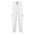 thumbnail image 5 of ZHANGDER Girls Cargo Pants Elastic Waist Drawstring Y2K Trousers with Pockets Wide Leg Jogger Pants, White 12-13 Years, 5 of 7