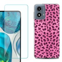 Phone Case for Motorola Moto G 5G 2024, with Tempered Glass Screen Protector, by OneToughShield - Cheetah Pink