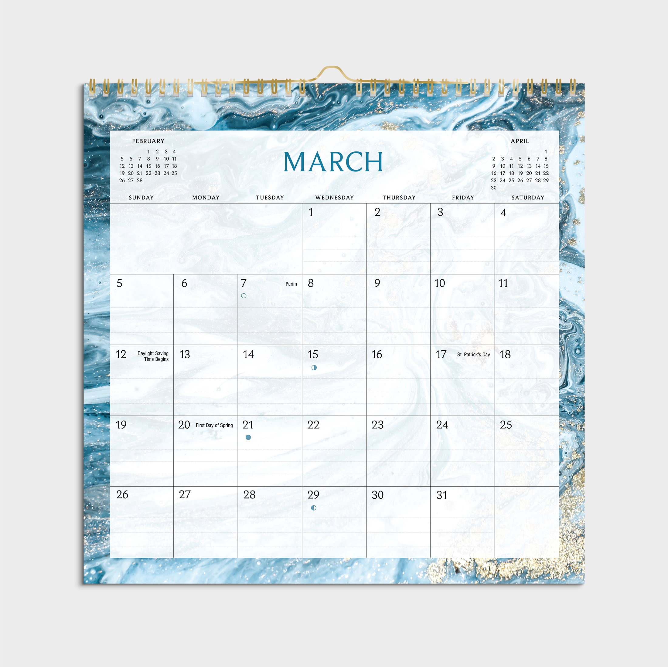 2023 -12 Month Calendar-Marble border- 12x12 Spiral bound-by Pen+Gear
