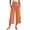 Orange #015, variant on Linen Capri Pants for Women Loose Wide Leg Cotton Gaucho Pants Elastic Waist Flowy Dressy Trousers, S