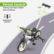 JMMD 6 in 1 Toddler Bike with Push Handle for Kids 18-60 Months, 12 Foldable Balance Bike with Training Wheels, Pedals, Brakes, Kickstand, Push Tricycle Toddler Gift & Toys for Boy & Girl