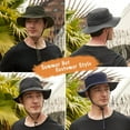 thumbnail image 5 of Muryobao Men Sun Hat Summer UPF 50+ Boonie Bucket Hats Wide Brim Breathable Foldable Safari Fishing Cap Dark Grey, 5 of 7