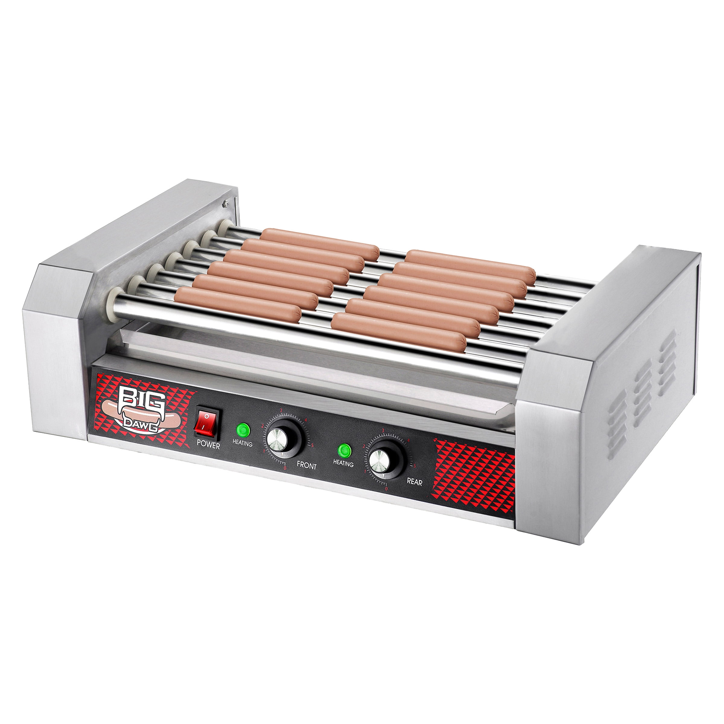 Hot Dog Roller Machine – Stainless-Steel Cooker with 7 Non-Stick Rollers – Cooks 18 Hot Dogs – Concession Stand Supplies by Great Northern Popcorn