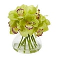 thumbnail image 2 of Nearly Natural Cymbidium Orchid Artificial Arrangement in Glass Vase, Yellow, 2 of 2