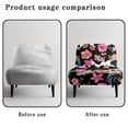 thumbnail image 5 of ZIATUBLES Armless Chair Slipcover Stretch Spandex Fabric Accent Chair Covers without Arms Removable Furniture Protector with Elastic Bottom for Living Dining Room, Flower Leaf Strawberry Cow Print, 5 of 7