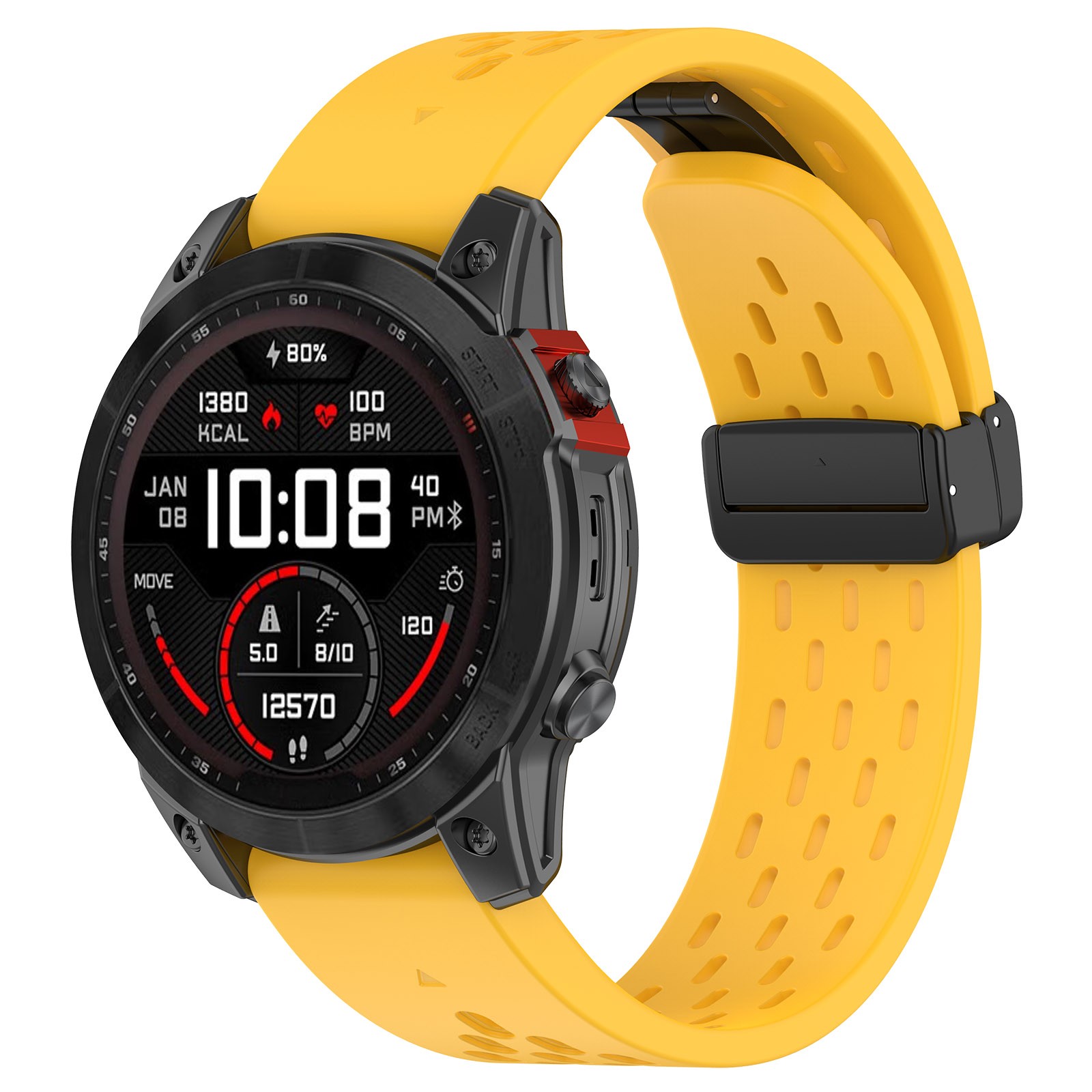 ANBEST Siliconen Horlogeband Voor Garmin Fenix 7/6/5 - 22 Mm, QuickFit, Zwart/Grijs