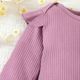 thumbnail image 6 of Odeerbi Baby Boys Girls Outfits Daisy Jumpsuit Cotton Romper with Pants Set Baby Long Sleeve Bodysuit Bow Pants Headscarf Three Piece Set Infant Clothes Purple, 6 of 9