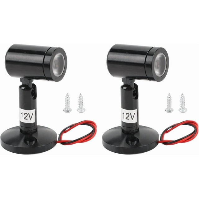FZCHUN-2 Pcs Projecteur LED 12V Réglable Mini Lumière - Rotatif Éclairage Intérieur pour Présentation de Bijoux, Chevet, Photo, Luminaires de Bateau, Éclairage Paysager, Hauteur 3.5 Po/8.9cm