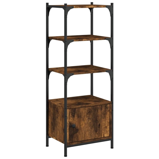Librería VidaXL de roble ahumado de 3 niveles con puerta y patas ajustables