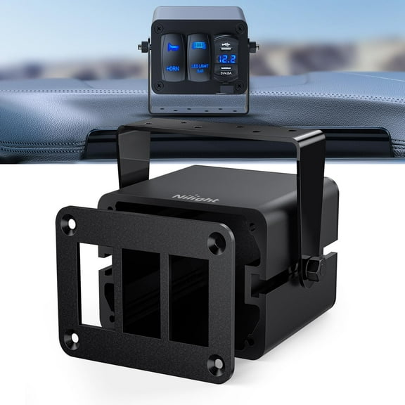 Nilight 3 Gang Rocker Switch Box 3 Holes Panel Detachable Installation Housing Waterproof Aluminum Rotatable Mount Bracket 12V 24V DIY Toggle Switches Voltmeter USB Socket for Boats Cars RVs Trucks