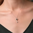 thumbnail image 4 of Gem Stone King 10K White Gold Black Sapphire and White Lab Grown Diamond Heart Shape Key Pendant Necklace for Women (0.36 Cttw, Gemstone September Birthstone, with 18 inch Chain), 4 of 5