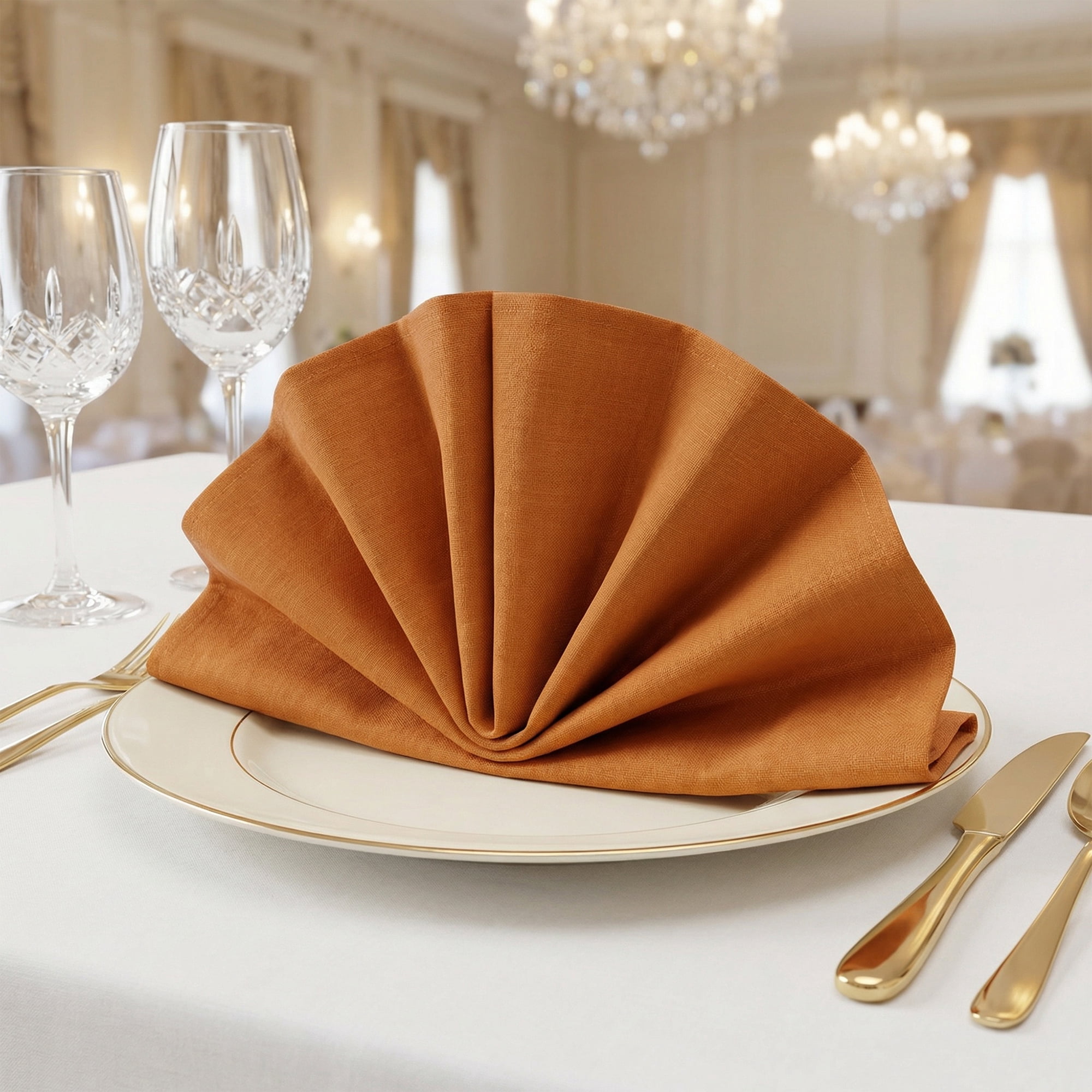 Unique Bargains 6Pcs Cotton Reusable Party Cloth Napkins Caramel 18x18inch