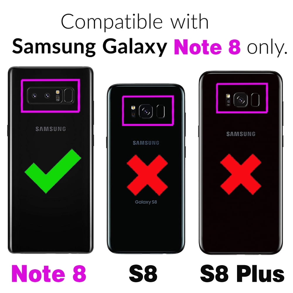 Furiet Wallet Case for Samsung Galaxy Note 8 with Wrist Strap, Crossbody Shoulder Strap, 9+ Card Slots Zipper Purse, Luxury PU Leather Stand Cell Phone Cover for Note8 Not S8 Gaxaly Women Black