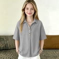 thumbnail image 4 of Dwellite Boys and Girls' School Uniform Short-Sleeve Polo Shirts Breathable Button Collared Casual Active Tops 3-13 Years Light Gray 160, 4 of 7