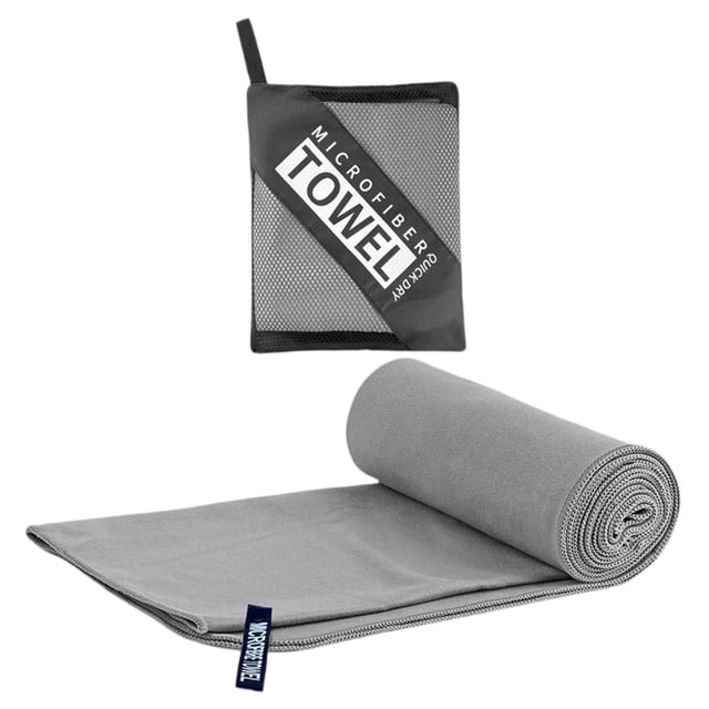 DYNWAVECA Serviette de Voyage Séchage Rapide Serviette Absorbante Sueur Fraîche Douce Pliable Serviette de Gym Serviette de Yoga pour Course Randonnée Intérieur Voyage Extérieur Gris