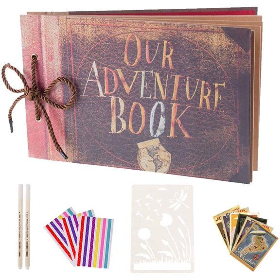AIOR Our Adventure Book 80 Pages 3x5 4x6 5x7 6x8 8x10 Scrapbook Photo Album DIY Handmade Couple Family Scrapbook for Anniversary Birthday Christmas