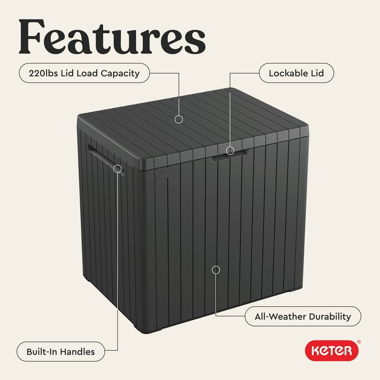Keter City Outdoor 30 Gallon Durable Resin Outdoor Deck Box for