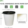 thumbnail image 2 of 10 oz Disposable White Paper Coffee Cups with Black Flat Lids, Recyclable Hot/Cold Beverage Paper Drinking Cups with Lids for Tea, Water, Coffee, Travel, Picnic, Breakroom, Office (1000 Pack), 2 of 5