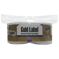 AJM Gold Label Everyday Paper Plates, 9", White, 600 Count