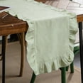 thumbnail image 3 of Tcwhniev Cotton Ruffled Table Runner 13.7x71 Inch, Rustic Farmhouse Decor for Wedding, Birthday Party & Kitchen Table,Green, 3 of 10