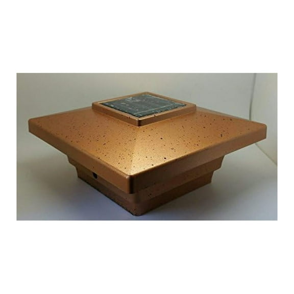 Set of 6 Solar Post Light LED Low Profile Copper Color 4"x4" inch for Vinyl & Wood Bright 4X SMD LED Lighting