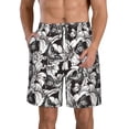thumbnail image 2 of Uemuo Lilies Flowers Pattern Men's Swim Trunks Hawaiian Beach Bathing Suit Swimsuits Beach Quick-Dry Shorts with Pockets-, 2 of 9