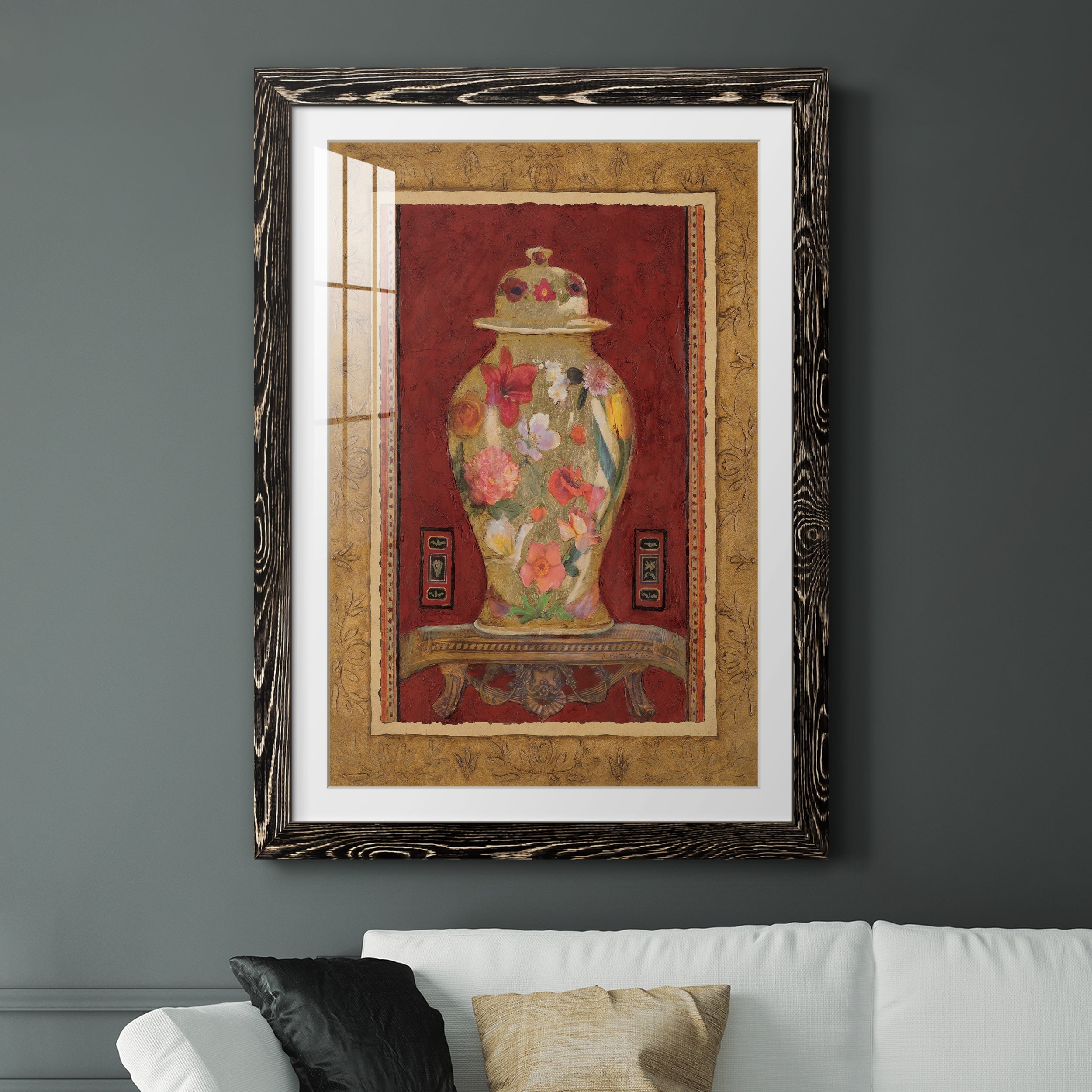 Romantic Urn I - Premium Framed Print - Distressed Barnwood Frame - Ready to Hang