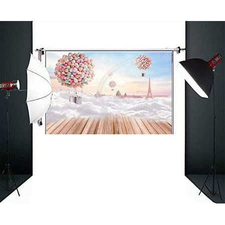 Image of MOHome Photo Background Balloons for Baby Photo Studio Props Children Photography Backdrops Wooden Floor 5x3FT