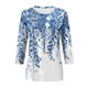 thumbnail image 4 of ICHUANYI Clearance Women's Fashion Printed T-shirt 3/4 Sleeves Blouse Round Neck Casual Tops(Navy, L) ICHUANYI WER2023080911263, 4 of 4
