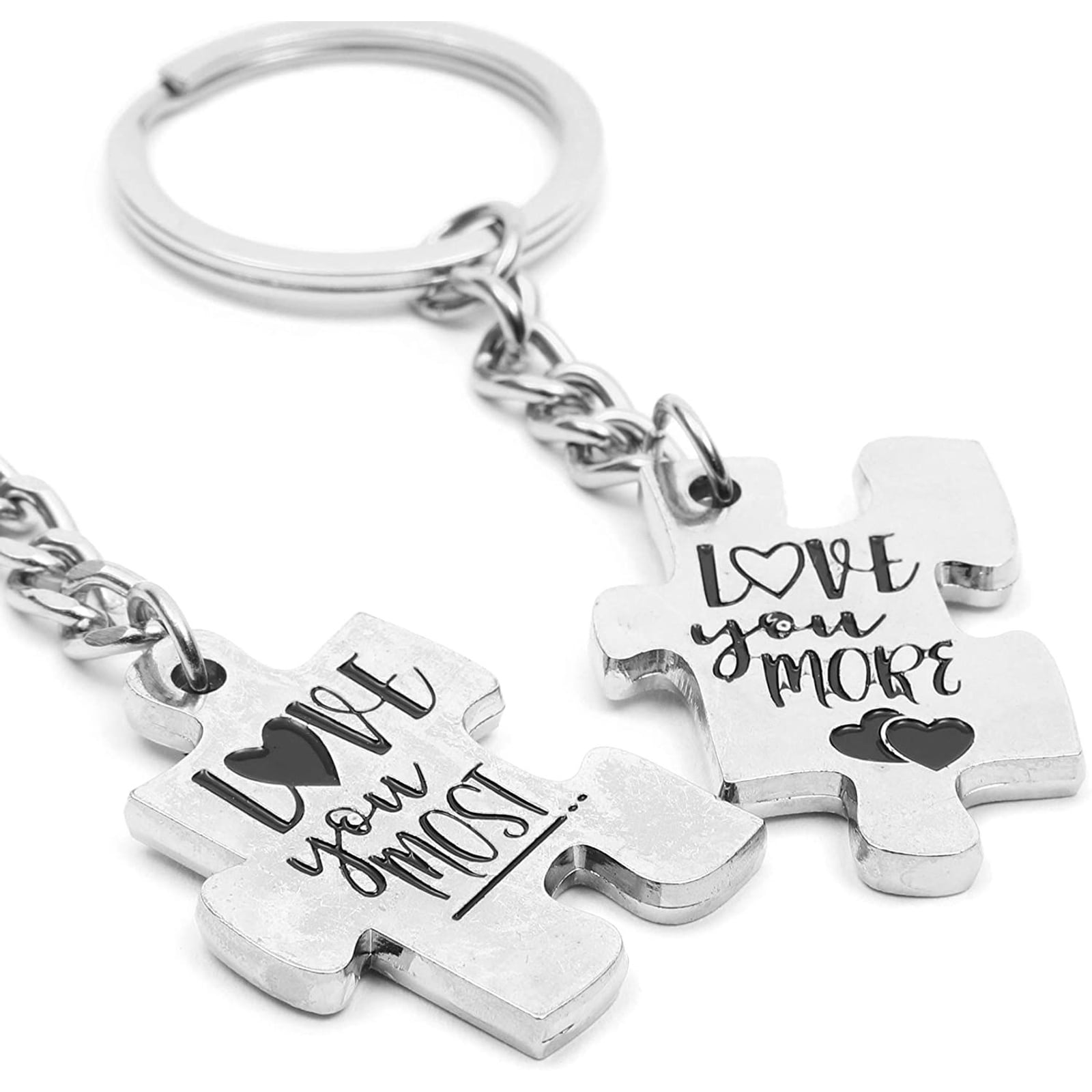 12 Pack Puzzle Piece Keychains for Couples Lovers Birthday, His
