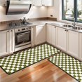 thumbnail image 3 of Kitchen Rugs Sets Of 2,Olive Green and White Checkerboard Pattern Anti Fatigue Kitchen Mat Rugs Non Slip Washable,Decorative Kitchen Floor Mats for Kitchen,Sink,Laundry,17"x47"+17"x47", 3 of 5
