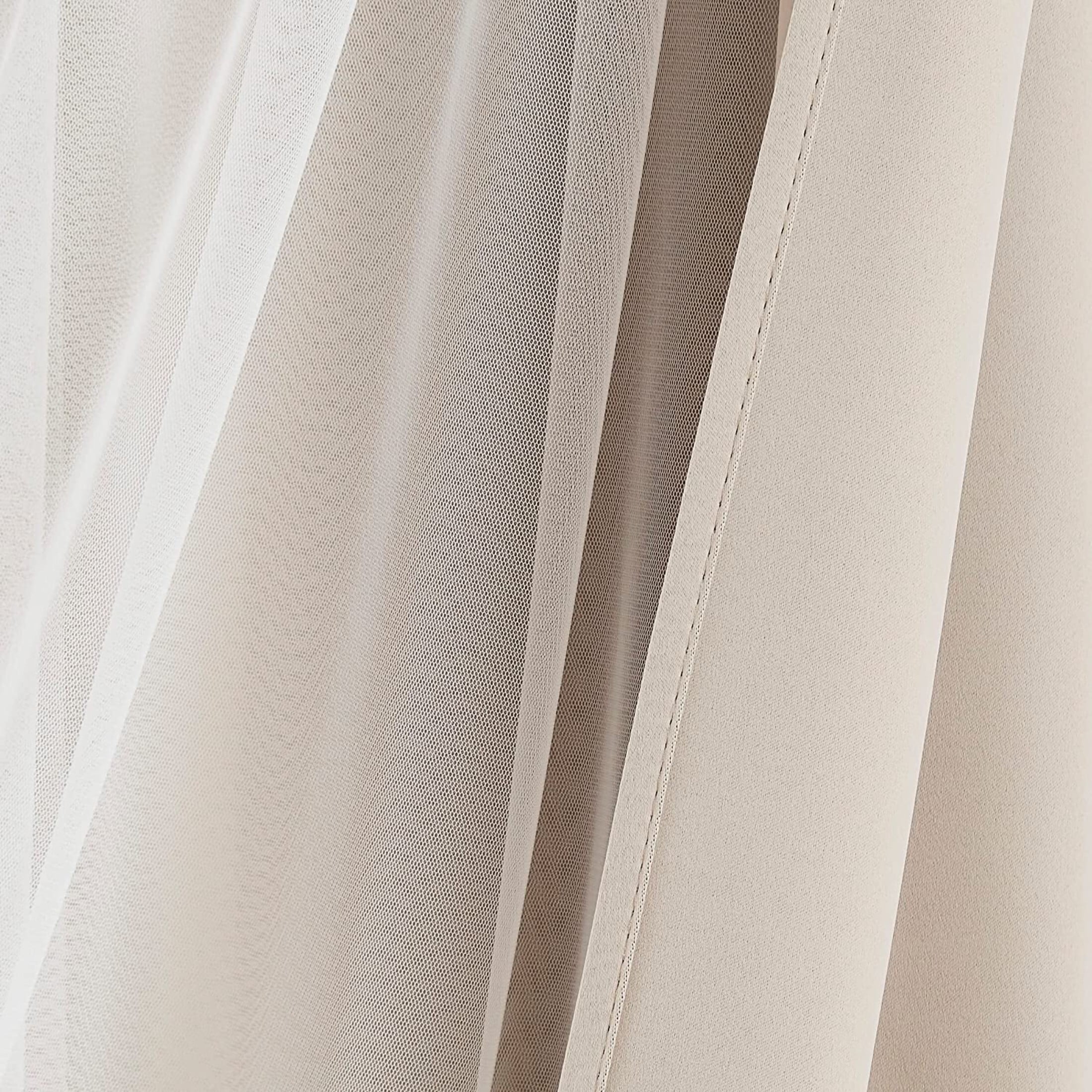 Pinewave Blackout Curtains with Sheer Overlay Mix and Match Double Layer.Grommet Top,37"Wx63"L,Beige,2 Panels