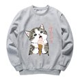 thumbnail image 4 of Augper Womens Tops Long Sleeve Fall Clearance Fashion Women Casual O-neck Animal Cat Printing Long-sleeved Sweatshirt, 4 of 4