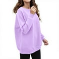 thumbnail image 4 of Helii Women Fall Oversize Sweatshirts Crew neck Fleece Long Sleeve Pullover Shirts Y2K Outfit Causal Clothes Light Violet S, 4 of 6