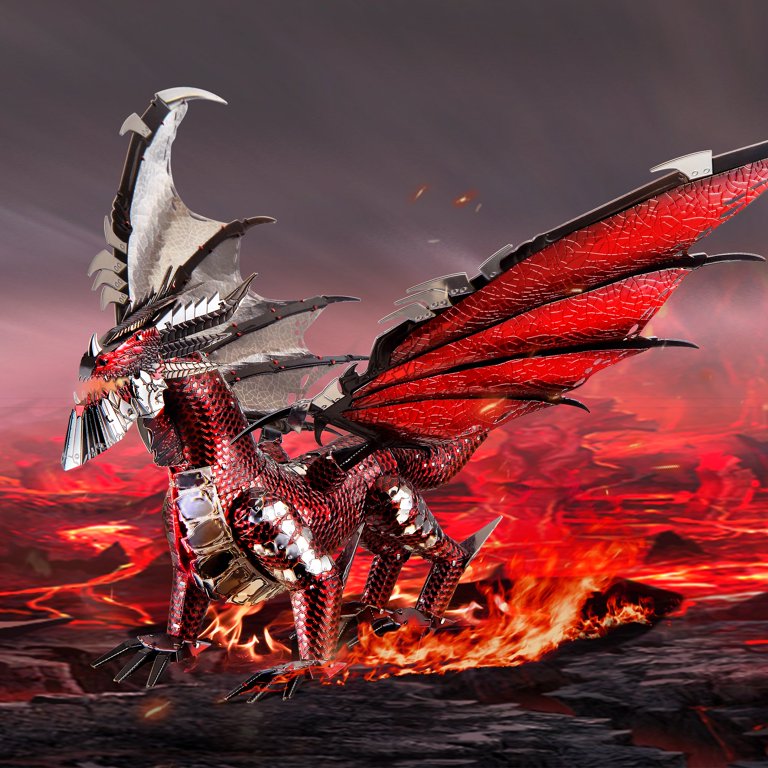 Piececool Guardian Black Dragon King - DIY 3D Metal Puzzle Toy Set