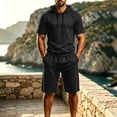 thumbnail image 4 of Miqool Men's Shorts Set Short Sleeve Hoodie Drawstring Waist Casual Summer Sportswear Loungewear Two Piece, 4 of 9