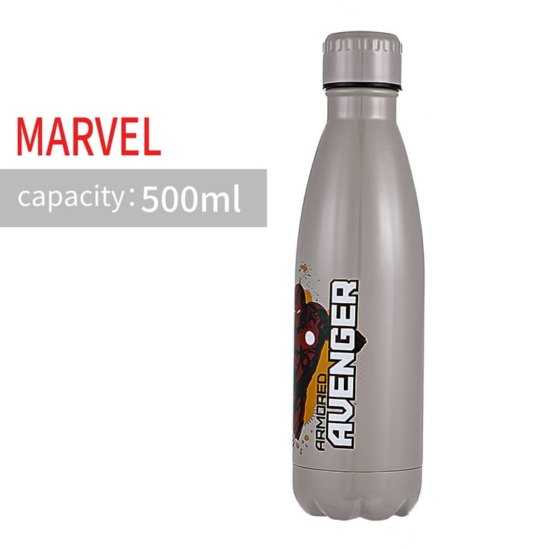 MINISO Marvel Insulated Water Bottle 17oz, Stainless Steel Bottle Leek  Proof Thermos for Bike Travel Camping, Cool Cola Shape - Iron Man