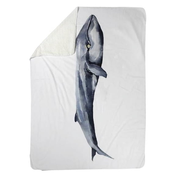 Begin Home Decor 5545-6080-AN395 60 x 80 in. Watercolor Whale-Sherpa Fleece Blanket