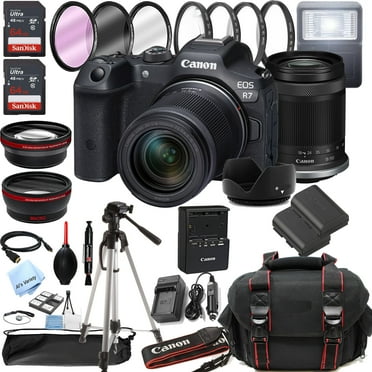 Canon EOS R7 Mirrorless Digital Camera with RF-S 18-150mm f/3.5-6.3 is STM Lens   128GB Memory   Case   Tripod   Filters 38pc Bundle