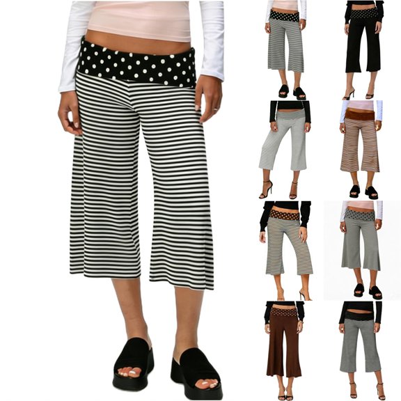 Resicozy Fold Over Pants Women Y2K Bottoms Yoga Pants Low Rise Foldover Flare Legging Summer Wide Leg Trousers Light Gray S