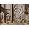 thumbnail image 2 of Pieter Neeffs the Elder 24x18 Gold Ornate Framed and Double Matted Museum Art Print Titled - Interior of a Three-Aisled Gothic Church During a Sermon (1628 - 1631), 2 of 4