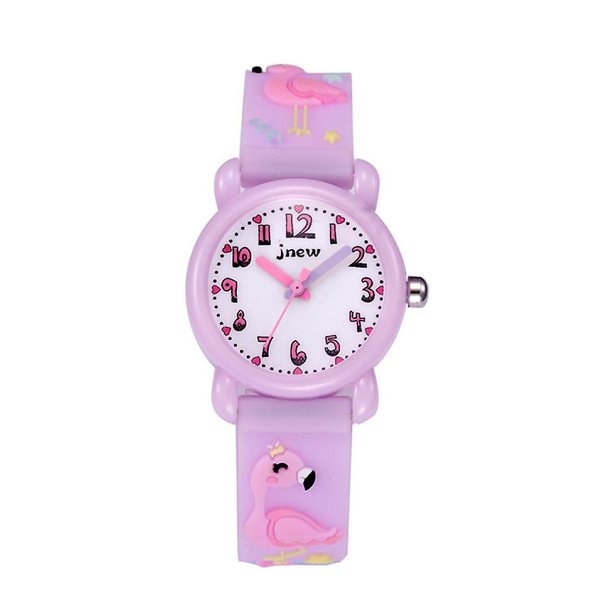 Flamingo Reloj para niños Analógico 3d Dibujos animados Deporte a prueba de agua Niños Niños pequeños Relojes de pulsera Regalos para 3 4 5 6 7 8 9 10 11 12 Edades Niñas Niños pequeños C Feliz Sencillez