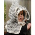 thumbnail image 4 of Gorro de zorro gris de lana gruesa Gorro de zorro tejido a mano para niños Gorro de dinosaurio Gorro con cuello de gato negro, 4 of 4