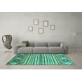 thumbnail image 3 of Ahgly Company Indoor Rectangle Oriental Turquoise Blue Modern Area Rugs, 2' x 5', 3 of 4