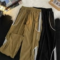 thumbnail image 3 of Autumn Korean Straight Wide Leg Pants For Men American Casual Side Stripe Corduroy Sweatpants Jogging Y2K Baggy Trousers Womens, 3 of 6